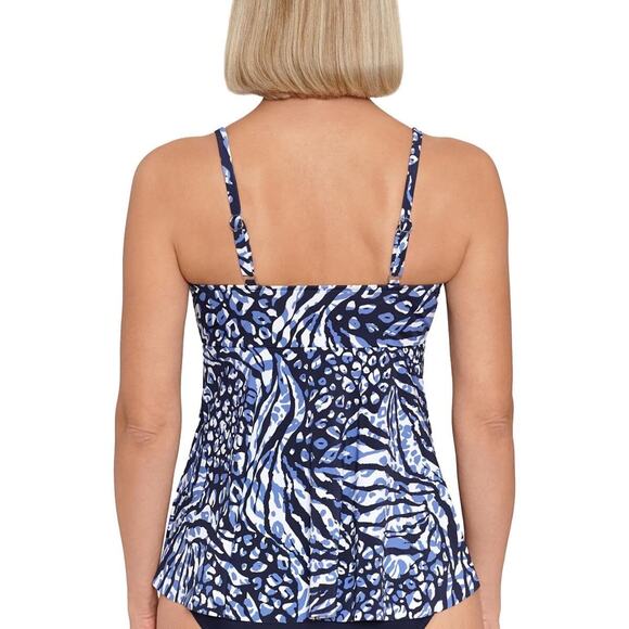 Swim Solutions Women's Printed Underwire Tankini Top (Navy Multi, 18) 14555 - Picture 2 of 2